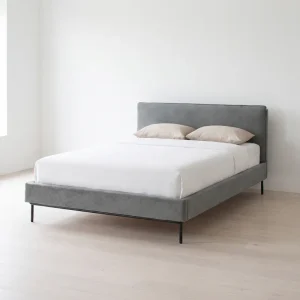 Cama Bristol tapizada en gris