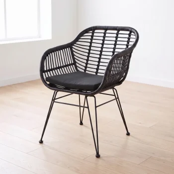 Silla Tobago de ratán sintético negro