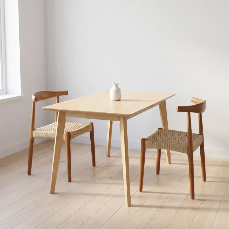 Mesa de Comedor Rectangular Madeira 120 cm de roble con dos Sillas Kefren
