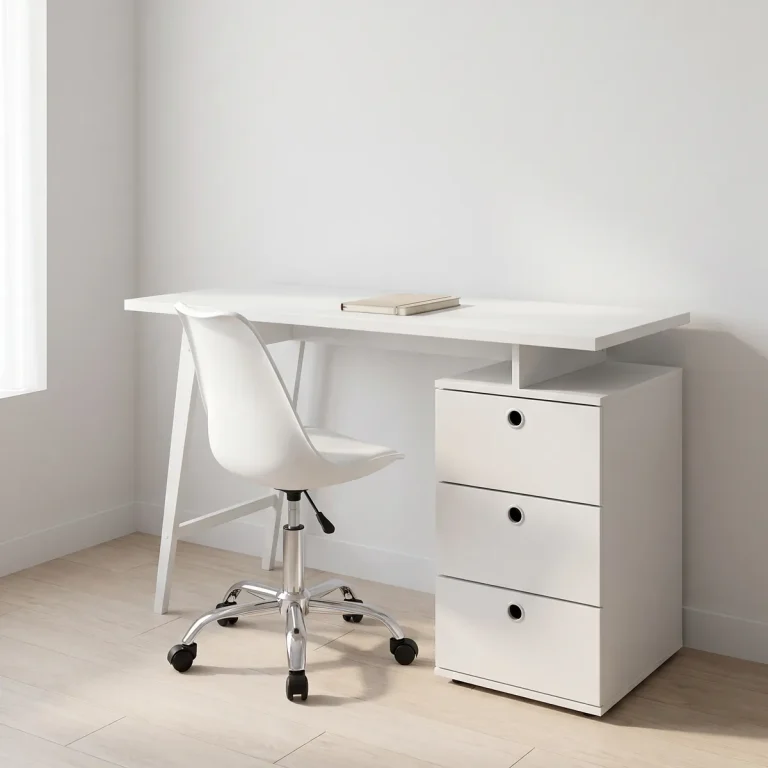Escritorio Milano blanco con la Silla de Oficina Oslo blanca