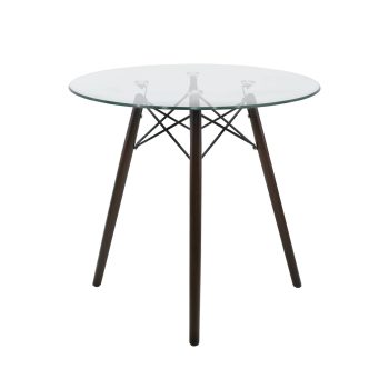Mesa de Comedor Circular Oslo de Cristal Nogal