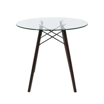 Mesa de Comedor Circular Oslo de Cristal Nogal